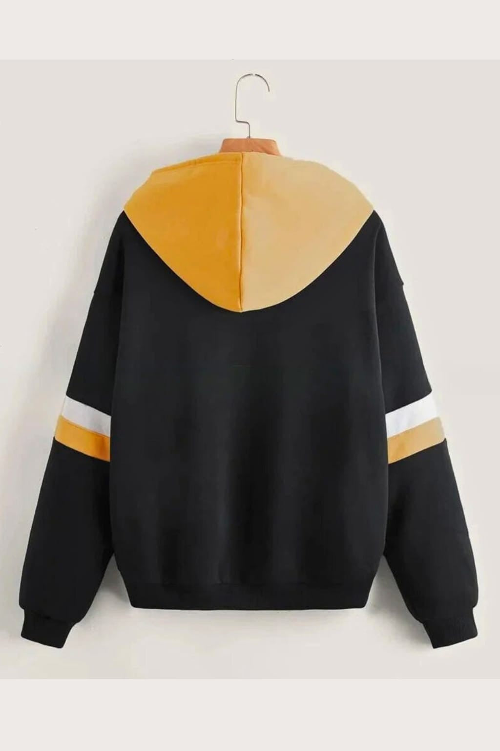 Black with Yellow and White Stripes Zipper Hoodie