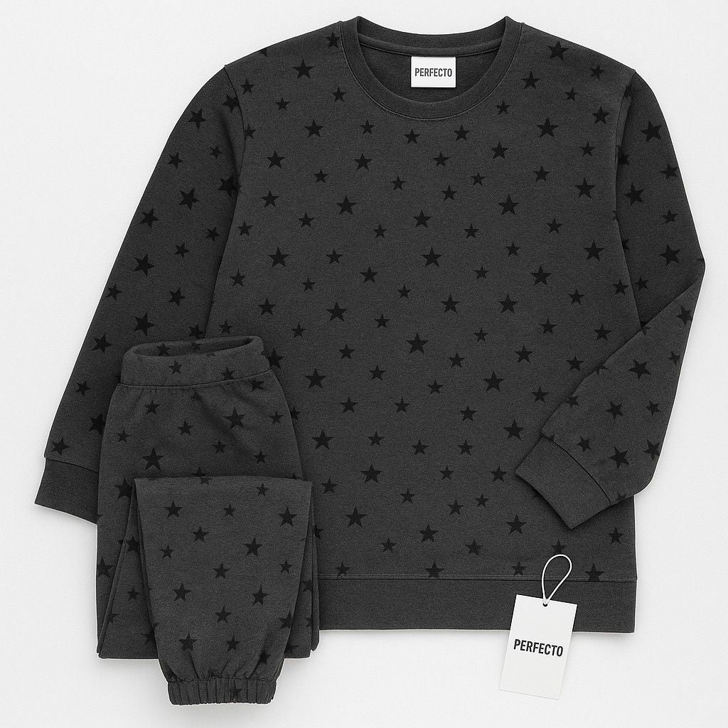 Charcoal Star Printed Night Suit