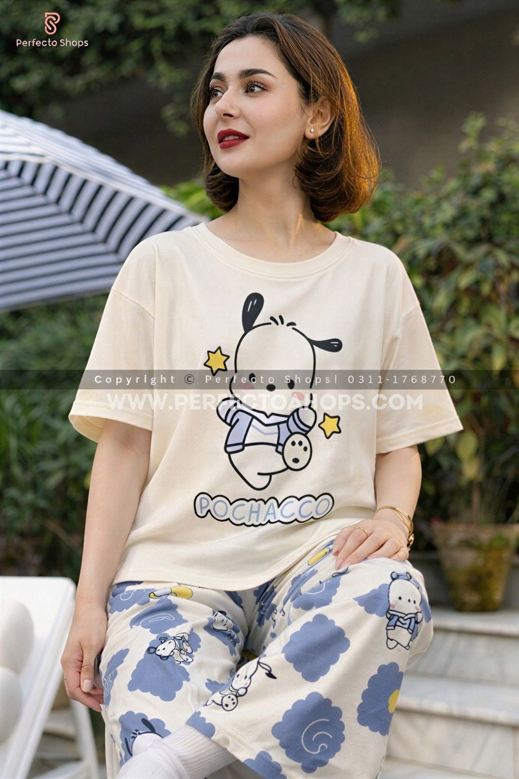 Cozy Pochacco Cartoon Printed PJ Set