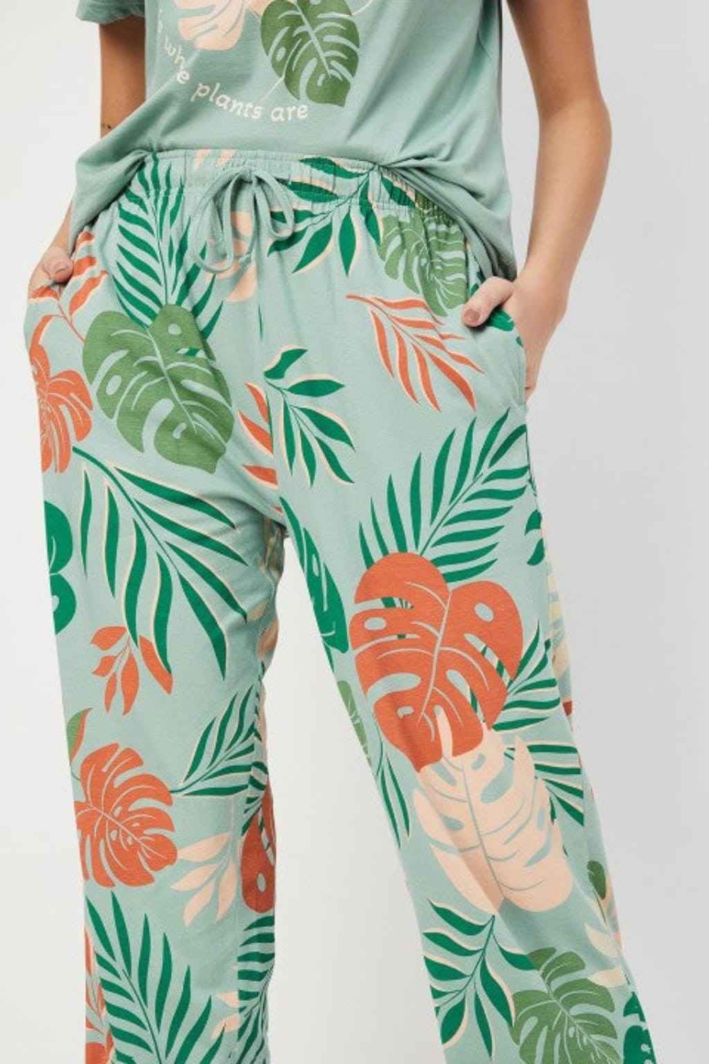Green Tropical Printed Night Suits