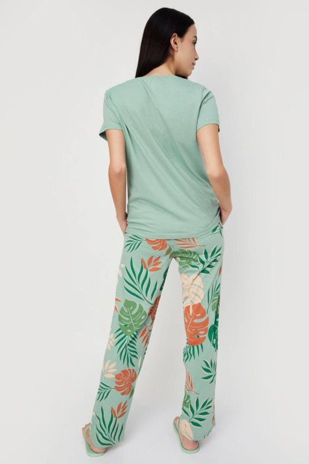 Green Tropical Printed Night Suits