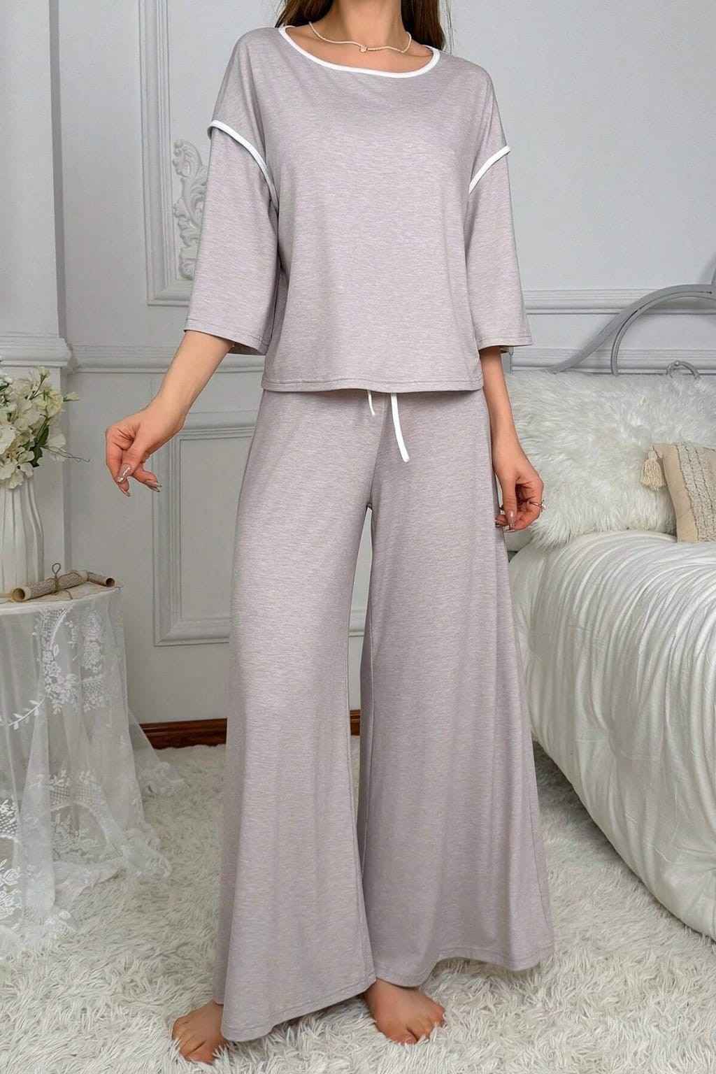 Grey Palazzo Style Night Suit