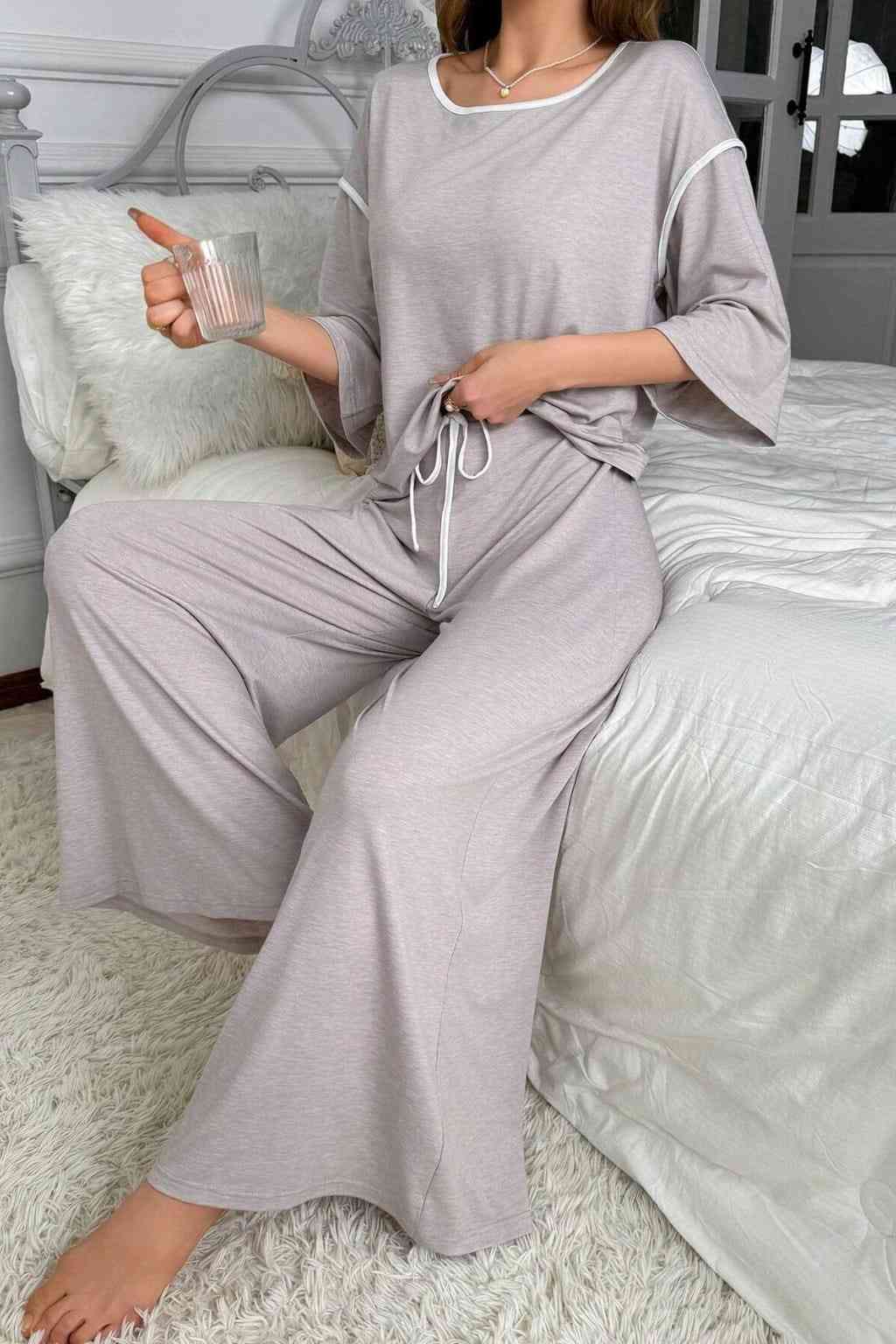 Grey Palazzo Style Night Suit