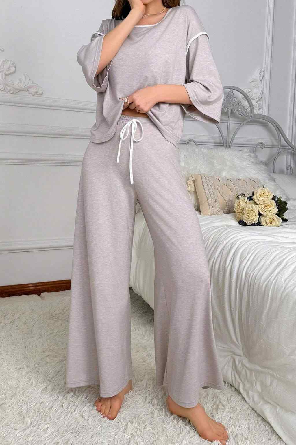 Grey Palazzo Style Night Suit