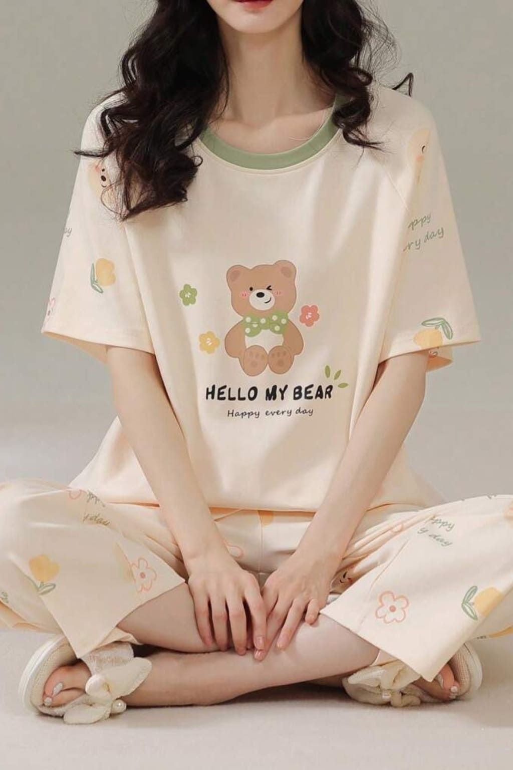 Hello My Bear Printed Night Suit