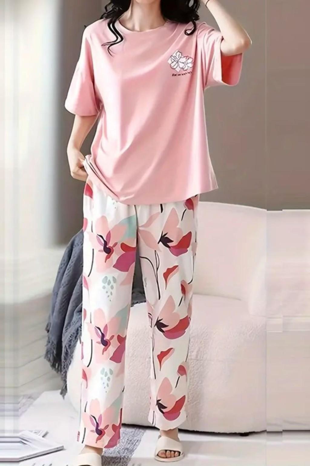 Long Leaf Printed Pjs Night Suit