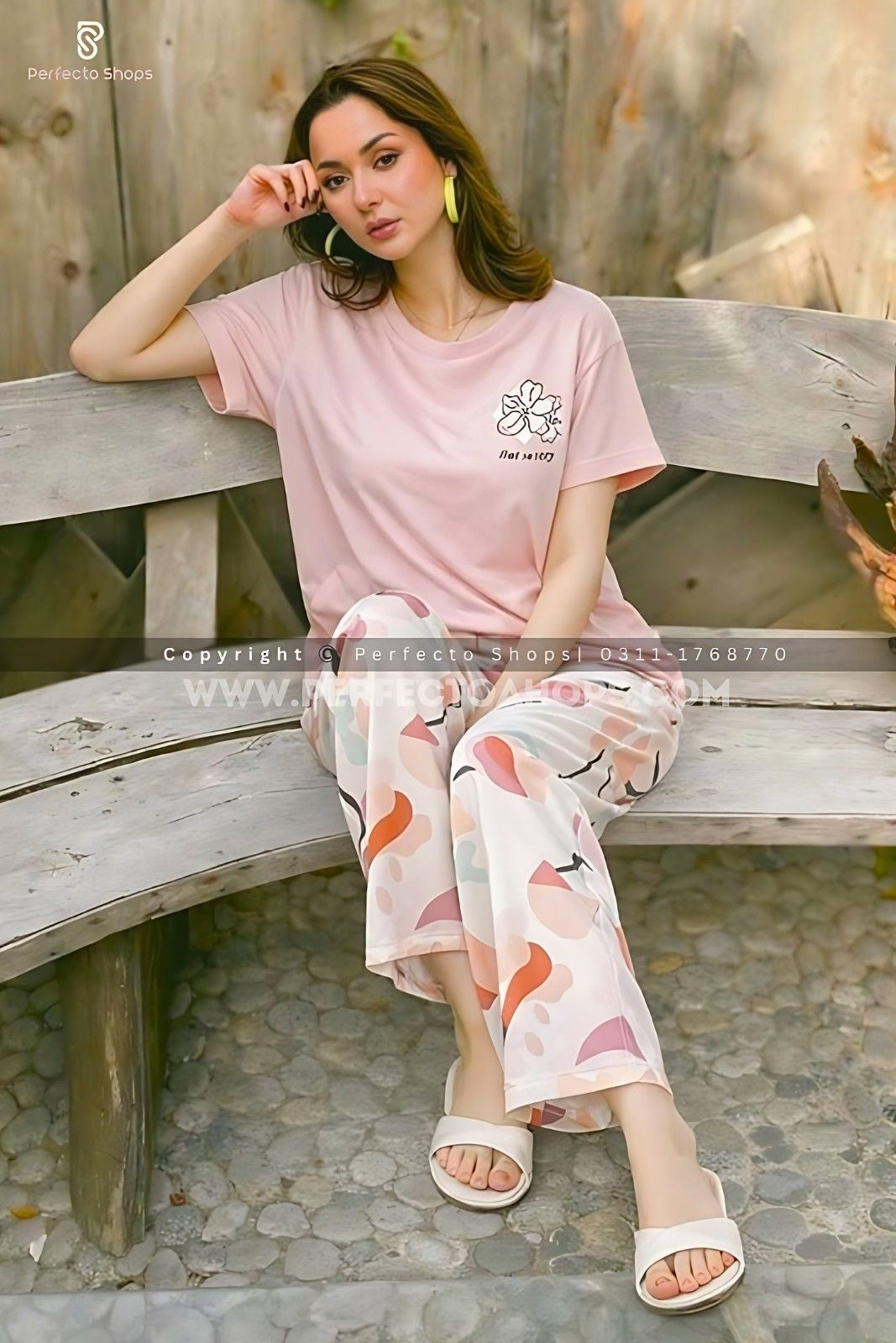 Long Leaf Printed Pjs Night Suit