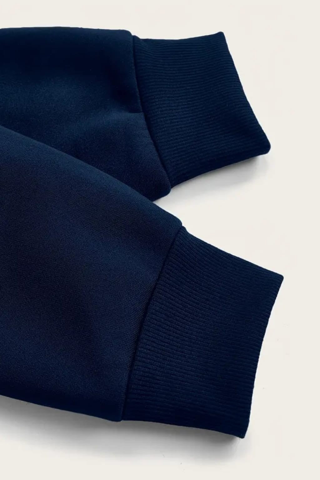 Navy Blue Basic Kangaroo Hoodie for Women