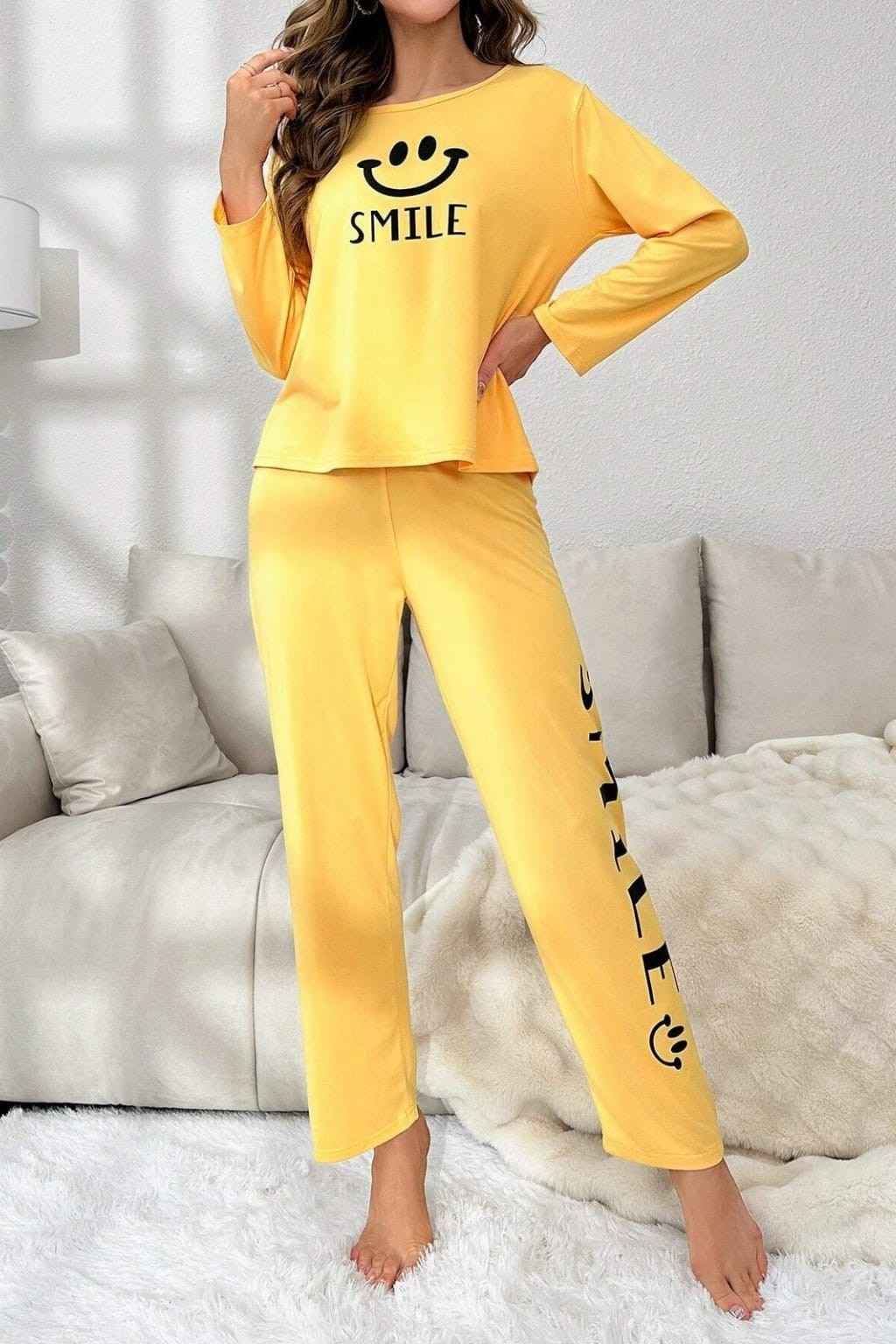 Smile Forever Printed Night Suit