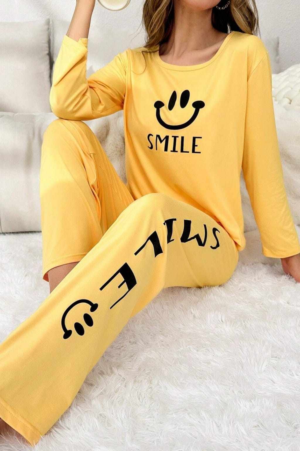 Smile Forever Printed Night Suit