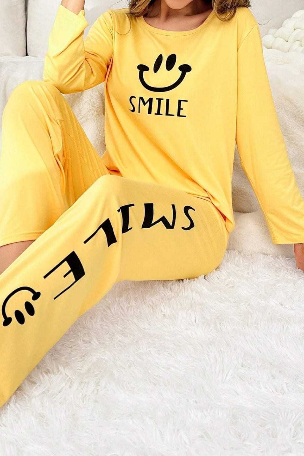 Smile Forever Printed Night Suit