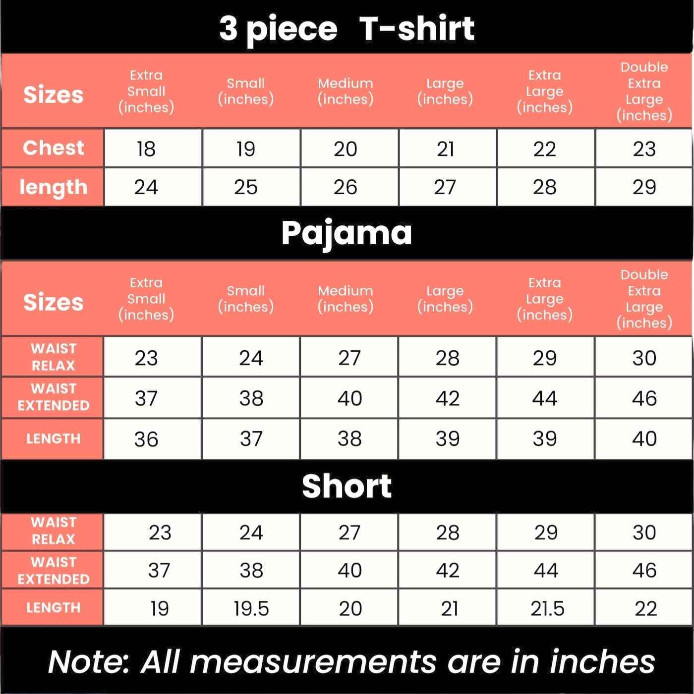 3 Piece Printed Night Suit Check Panda