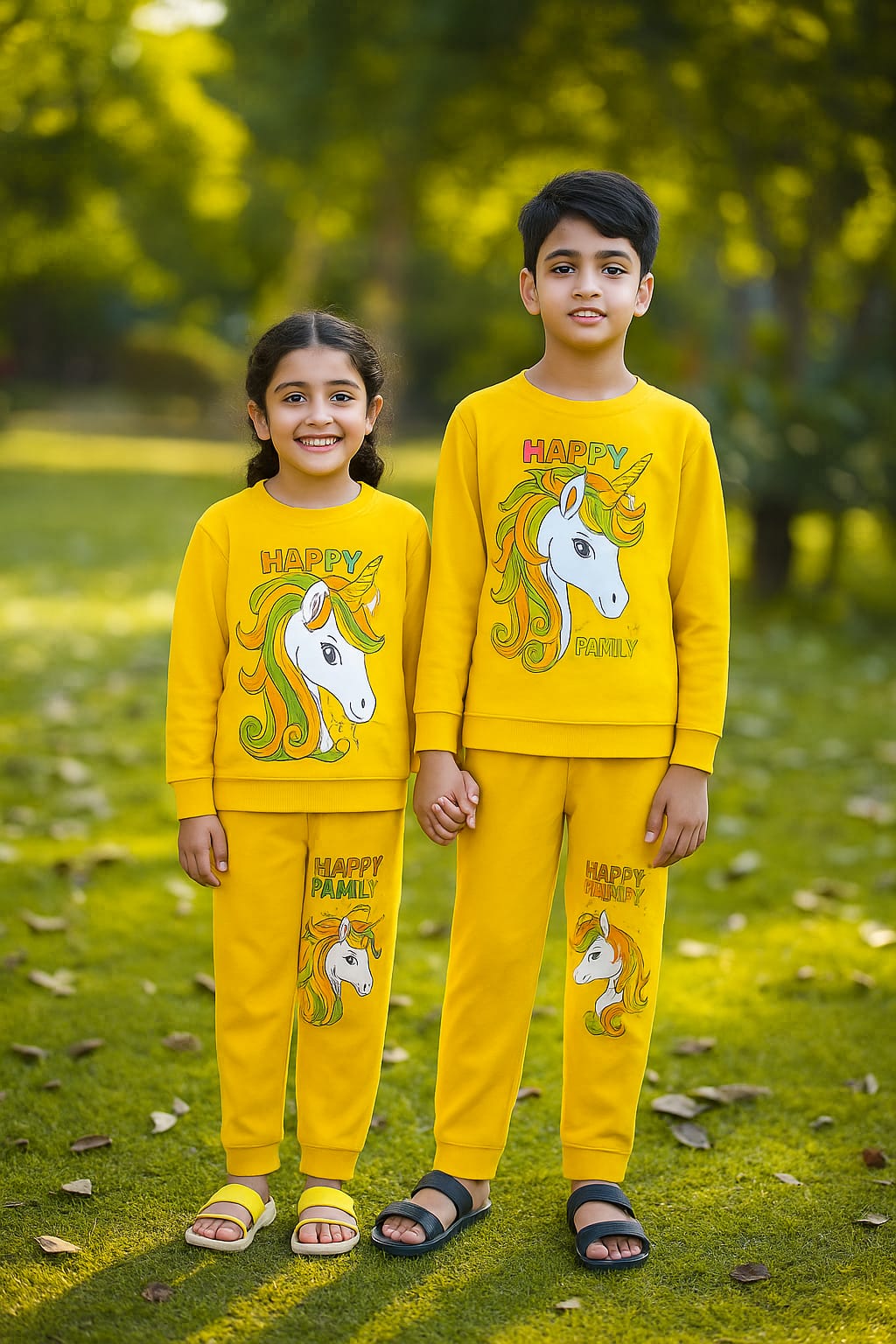 Golden Happy Family Printed Fleece Winter Suit For Kids