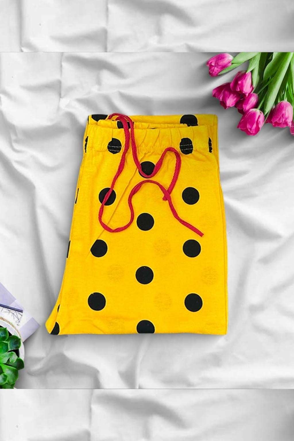 Yellow Smily Sleeping Pajama For Women