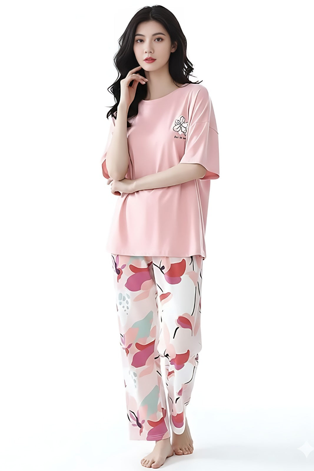Long Leaf Printed Pjs Night Suit