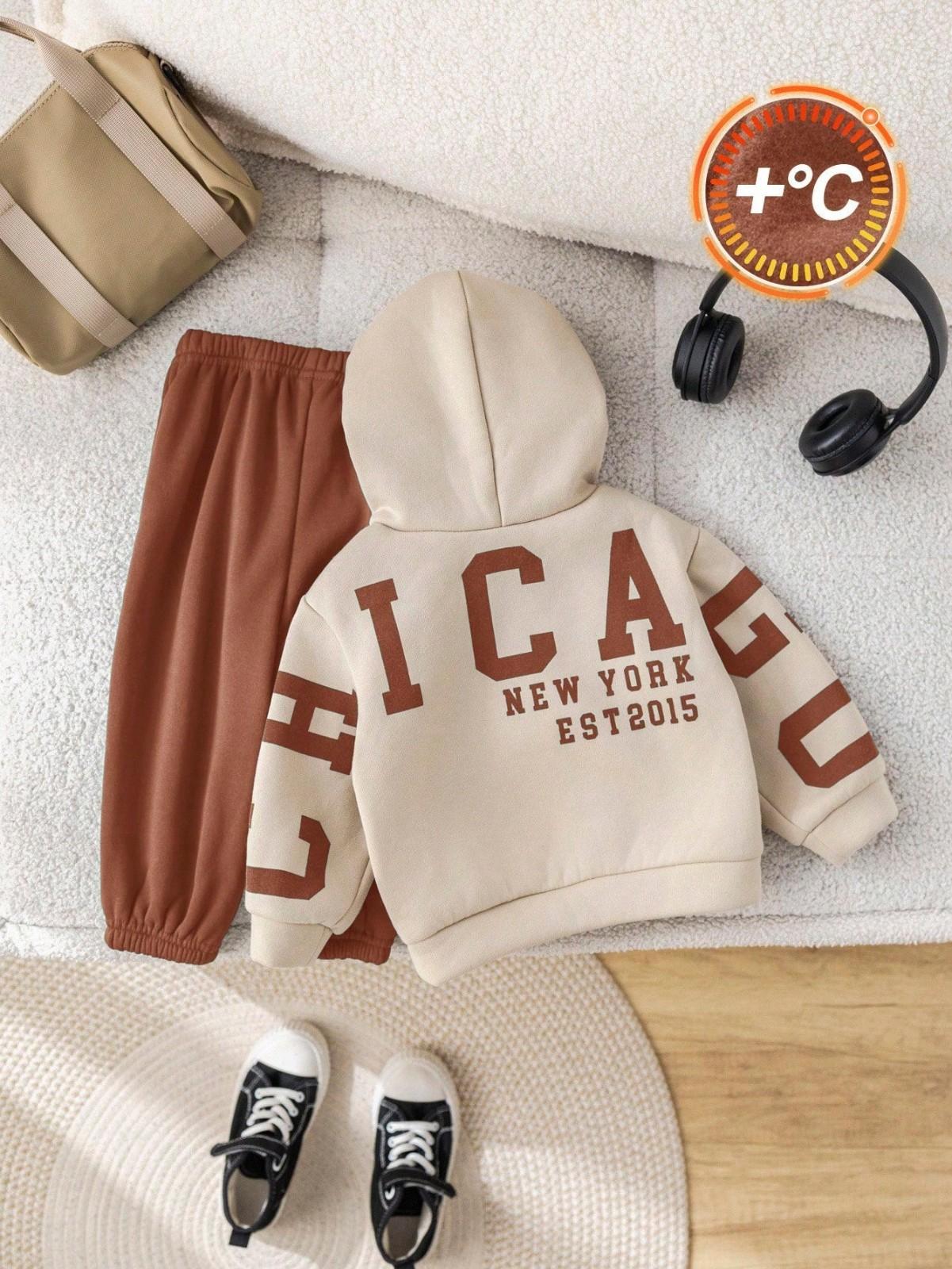 Coffee Color New York Printed Kids Winter Suit (Each)