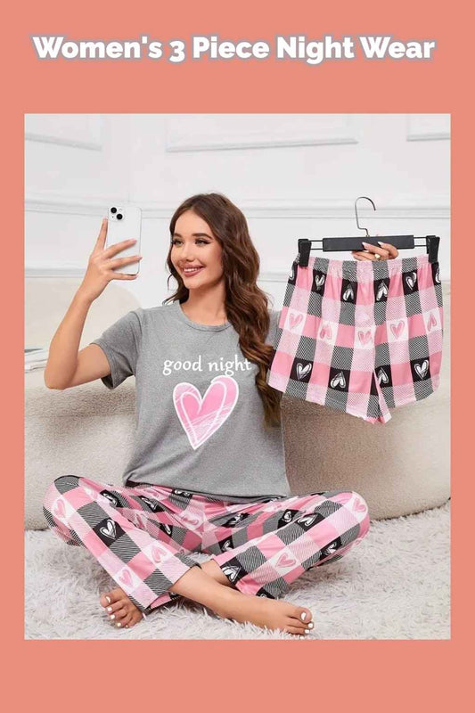3 Piece Grey Night Nightwear