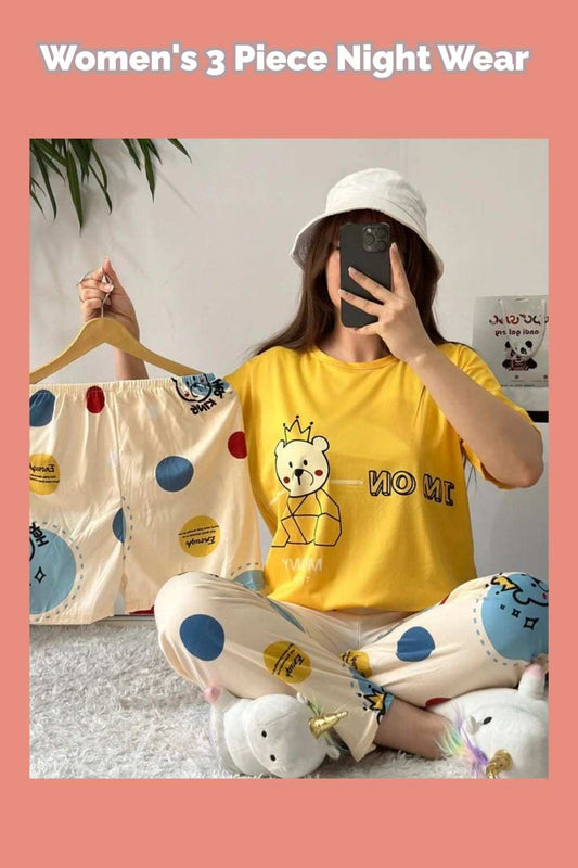 3 Piece Her King Nightwear