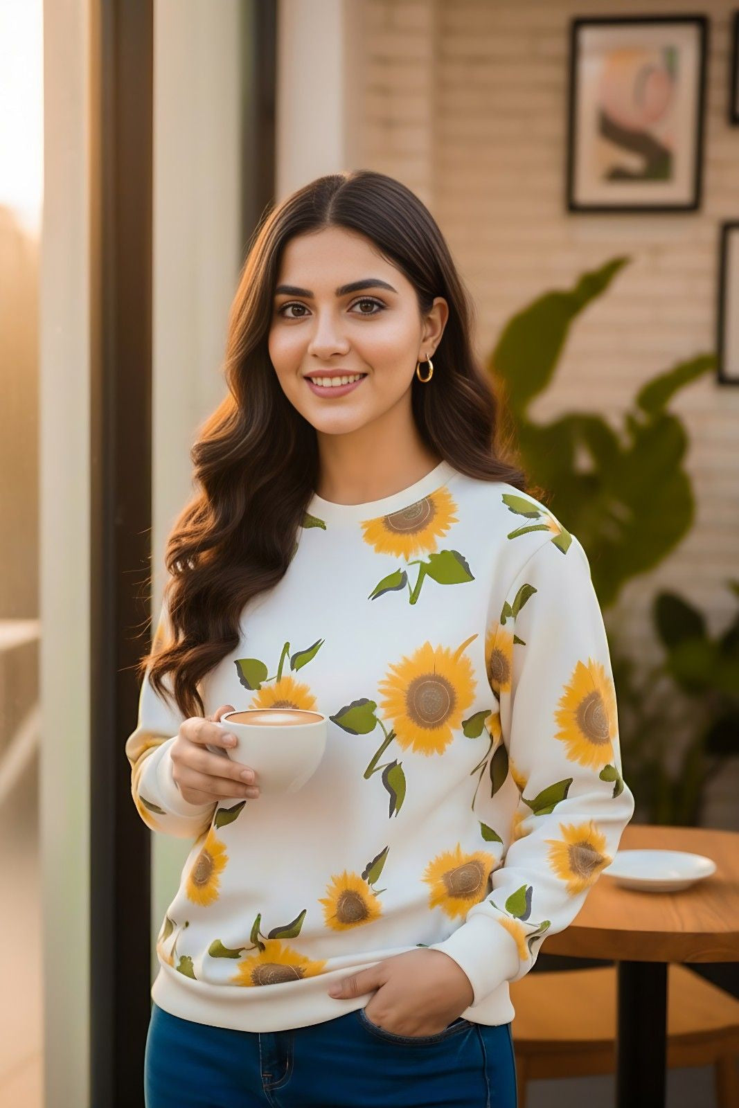 Winter Sunflowers Printed Sweatshirt