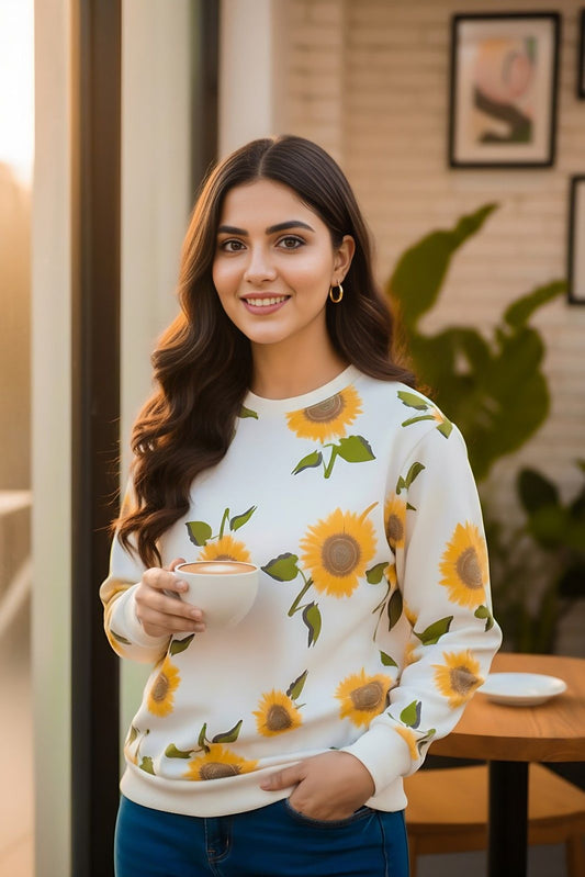 Winter Sunflowers Printed Sweatshirt