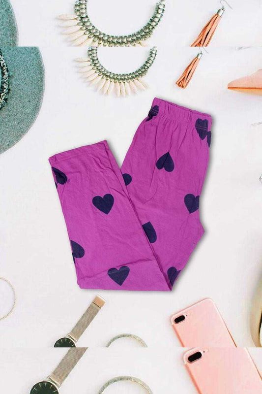Black Multi Hearts Sleeping Pajama For Women