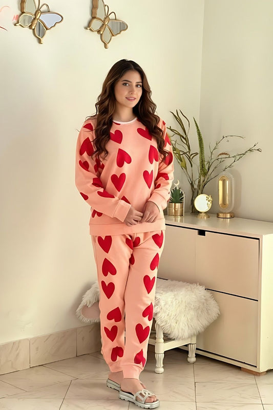 Winter Pink Dilber Printed Night Suit