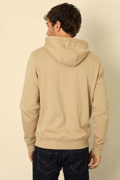 Beige Basic Kangaroo Hoodie for Men