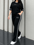 Black Elegant Round Neck Penal Co-Ord Set