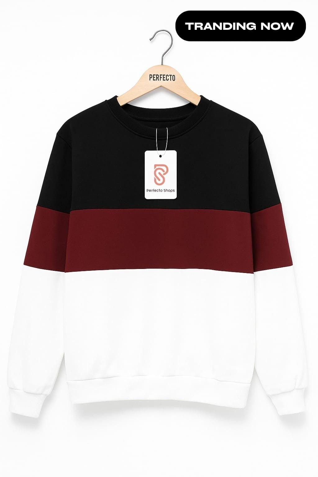 Black Maroon And White Block  Men's Sweatshirt
