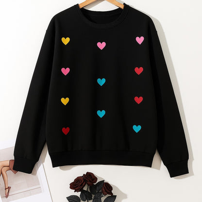Black Multi Hearts Printed Sweatshirt