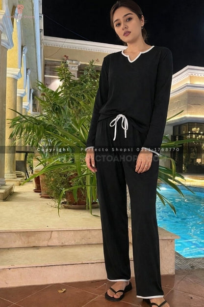 Black Palazzo Style Night Suit