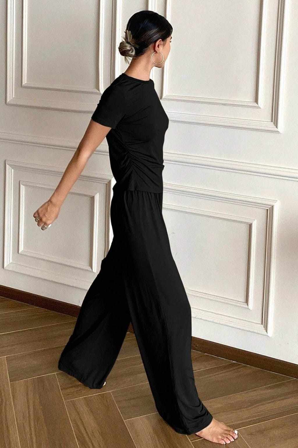 Black Plain Stylish Night Suit