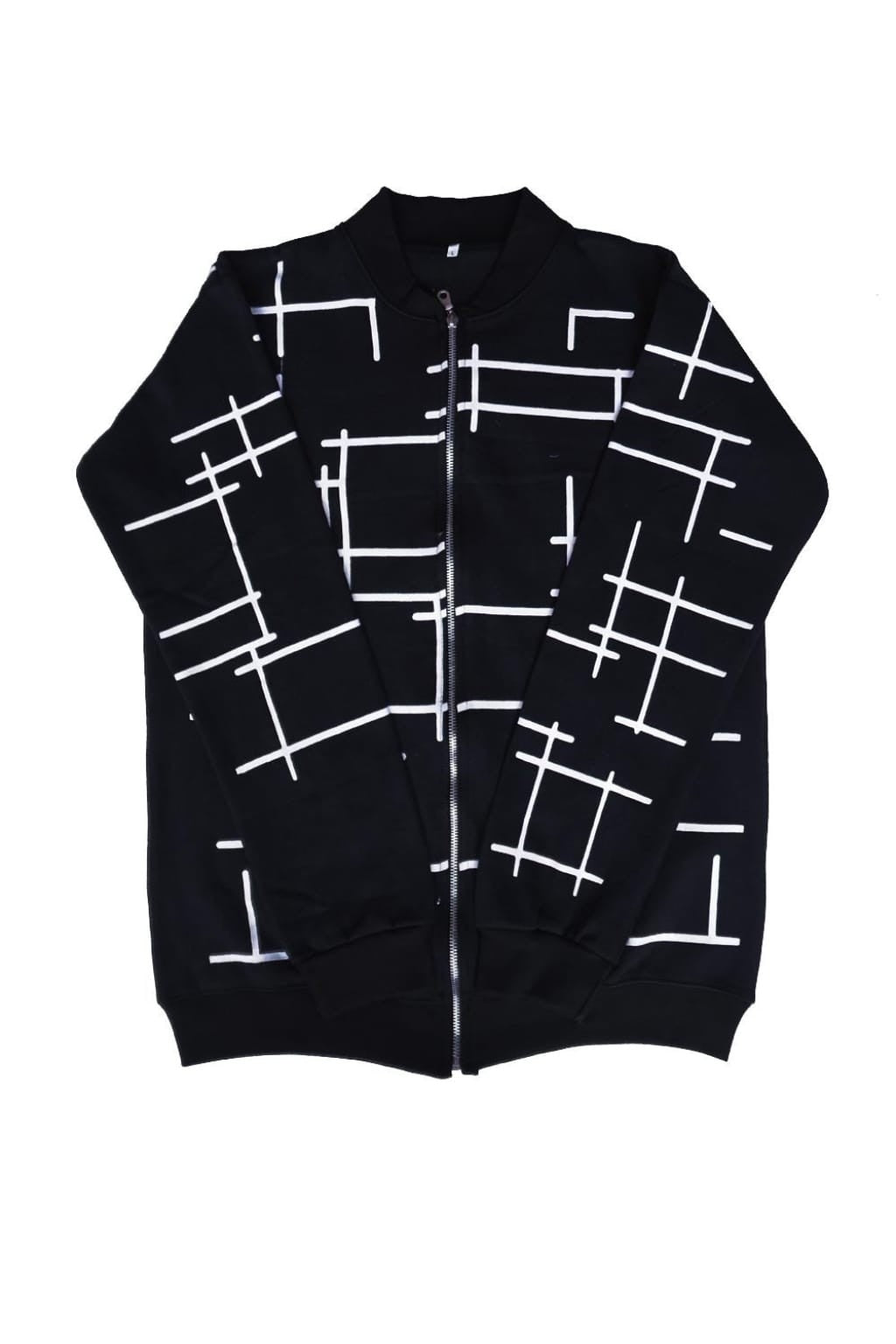 Black Printed Zipper Jacket