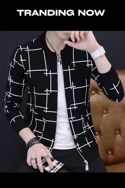 Black Printed Zipper Jacket