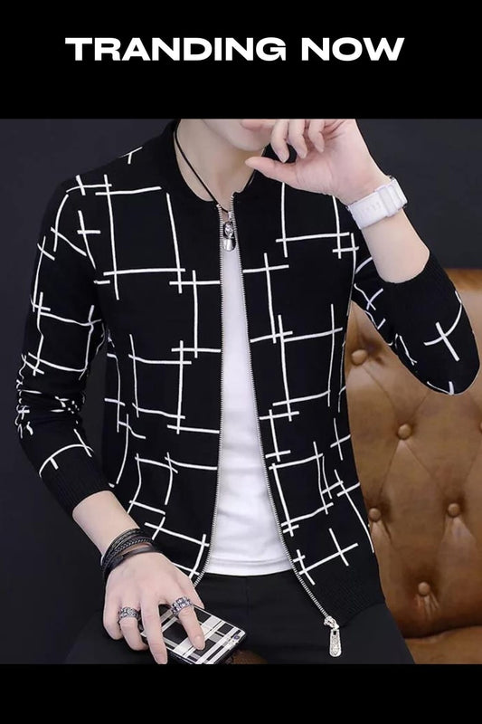 Black Printed Zipper Jacket