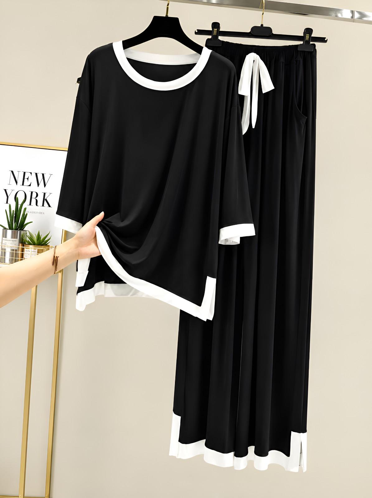 Black Pure Comfort Plazo Pj Set