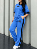 Blue Elegant Round Neck Penal Co-Ord Set