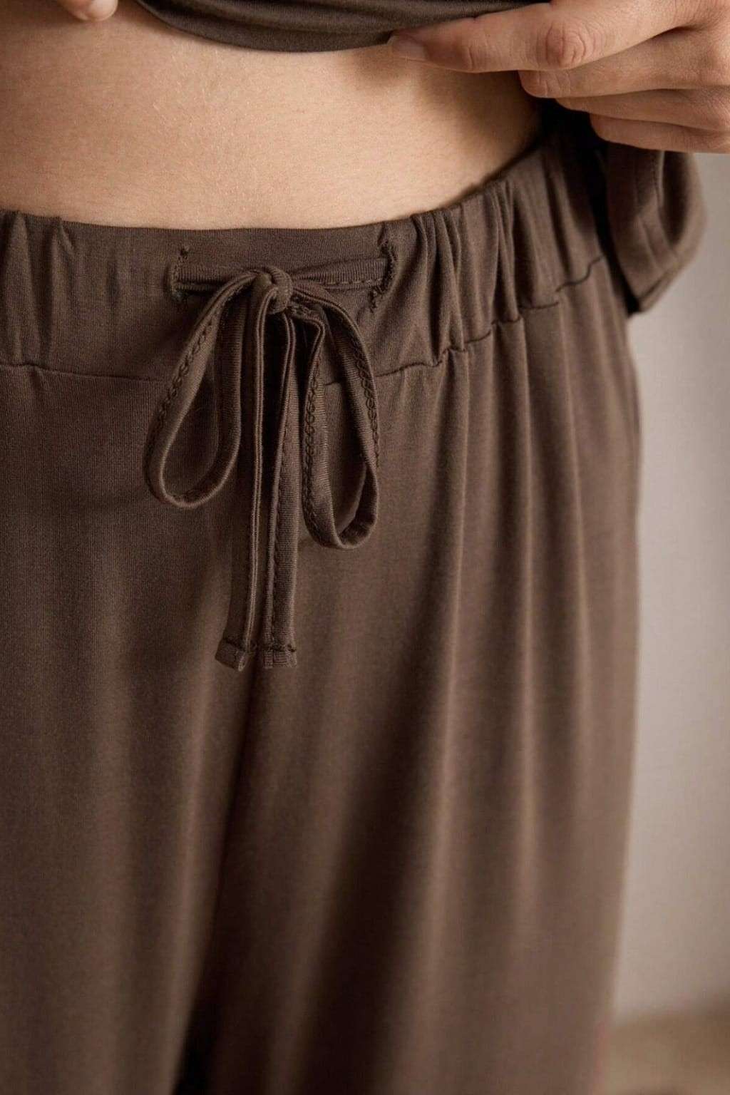 Brown Plain Stylish Night Suit