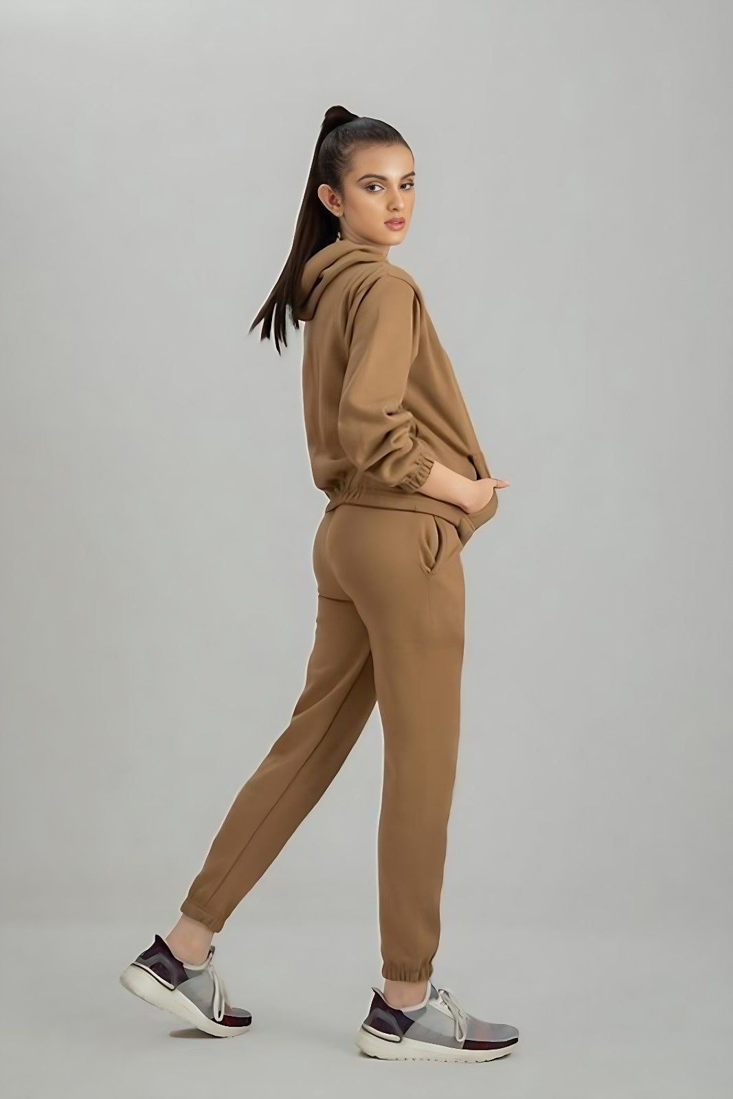 Camel Brown Warm Hoodie And Pant Co-ord Set