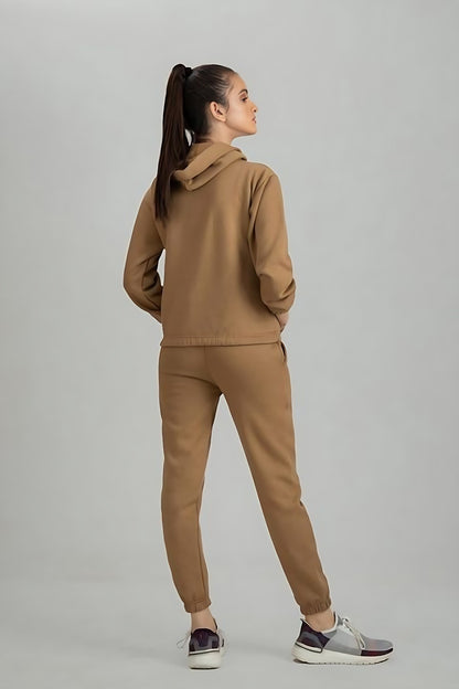 Camel Brown Warm Hoodie And Pant Co-ord Set