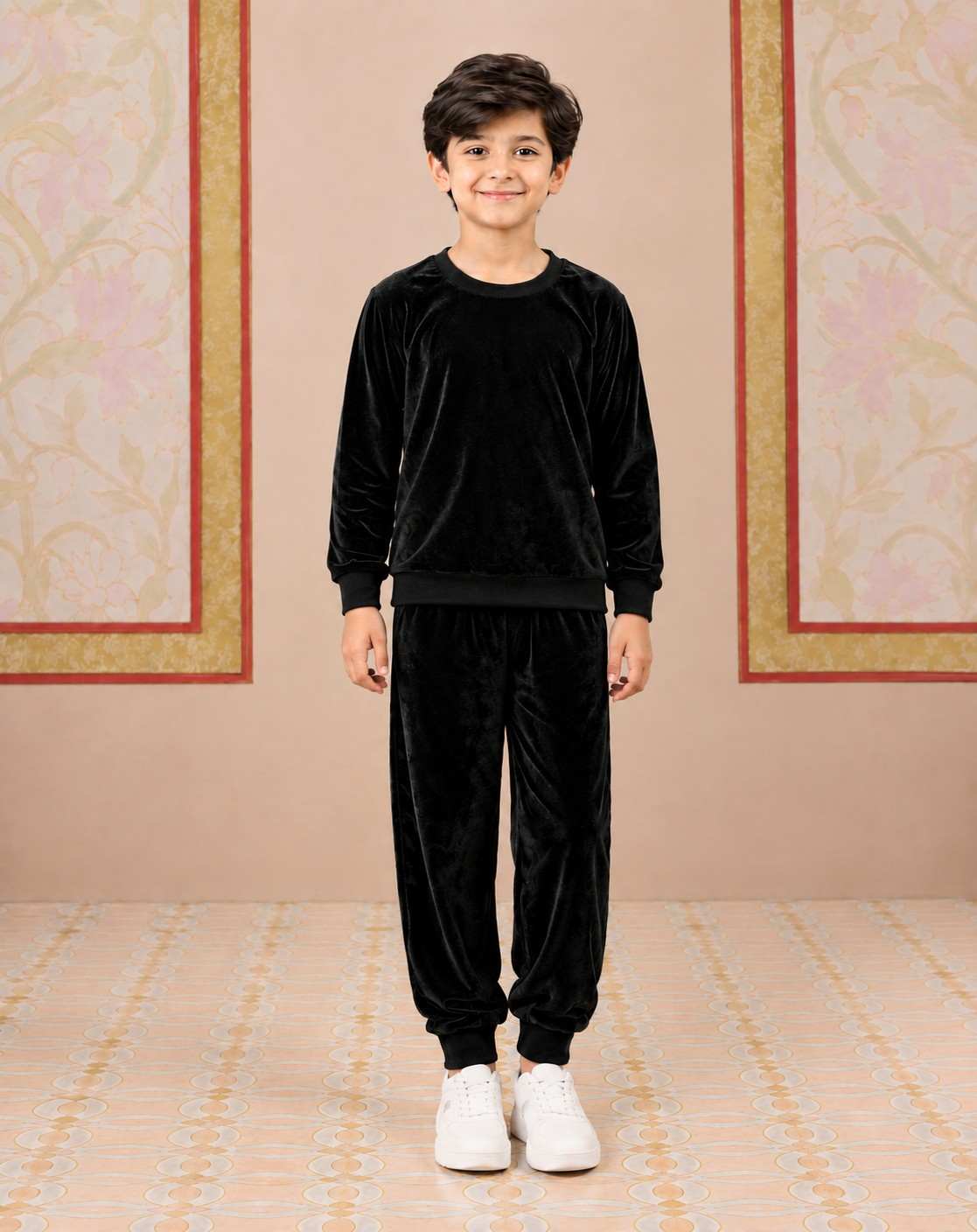 Boys China Imported Velvet – Jet Blcak 2 Pec CO-ORD Set