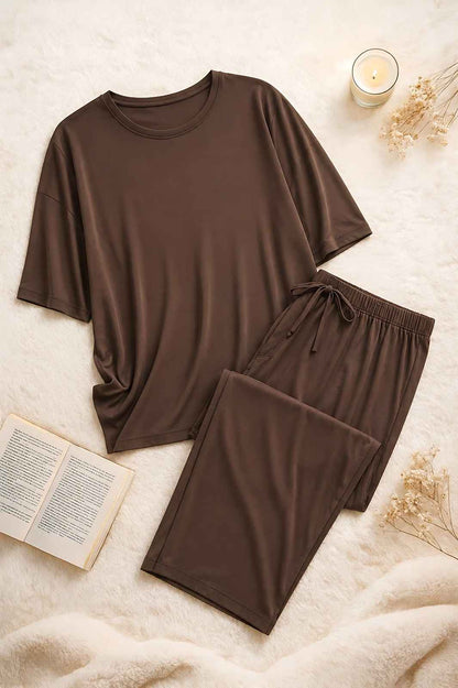 Chocolate Brown Basic Comfy PJ Set