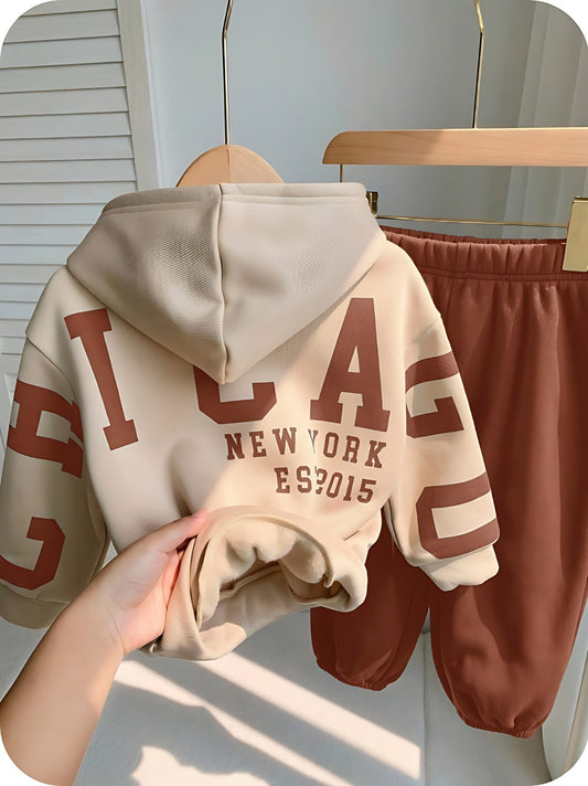 Coffee Color New York Printed Kids Winter Suit (Each)