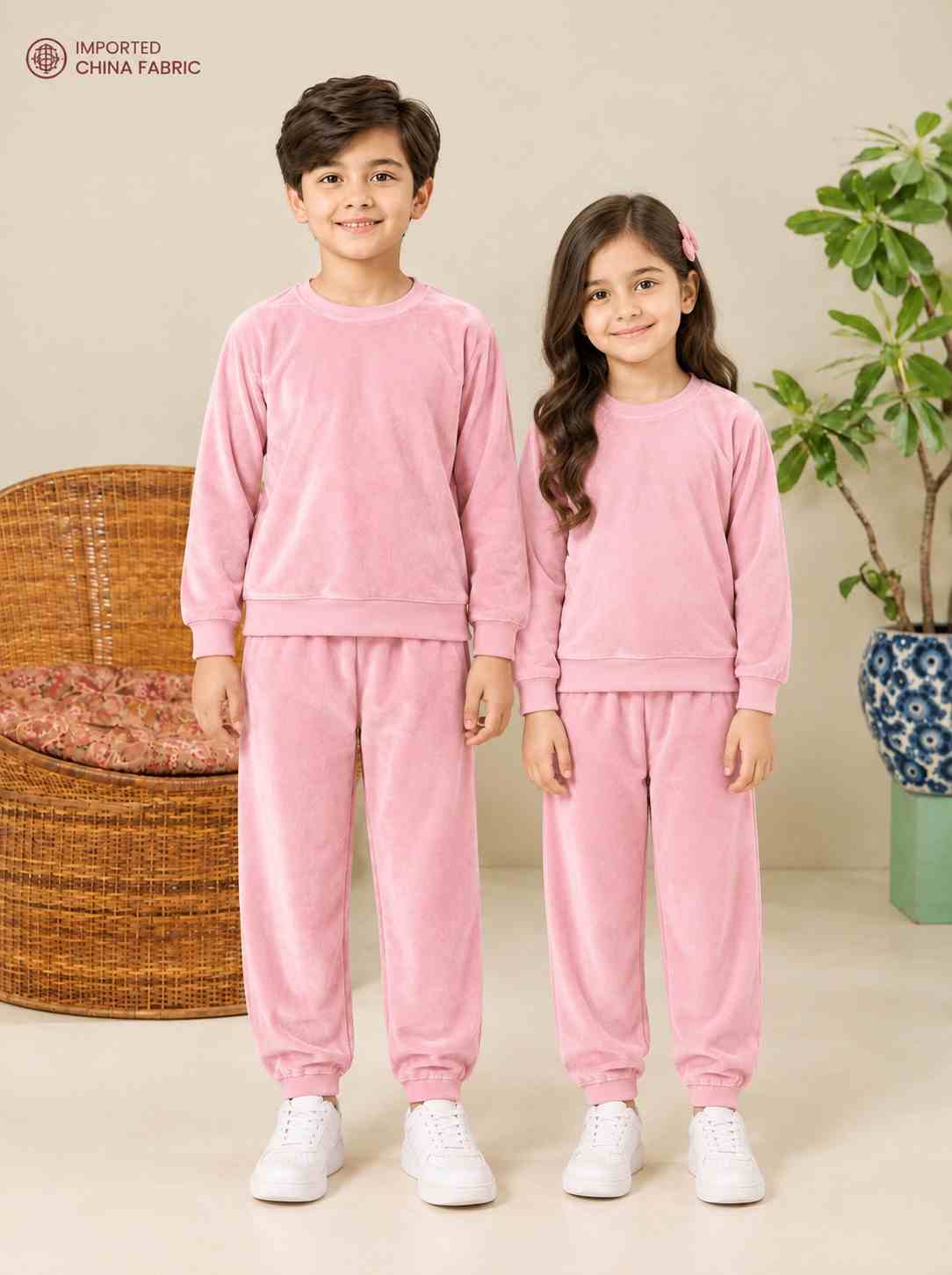 China Imported Velvet – Blush Pink 2 Pec CO-ORD Set (Each)