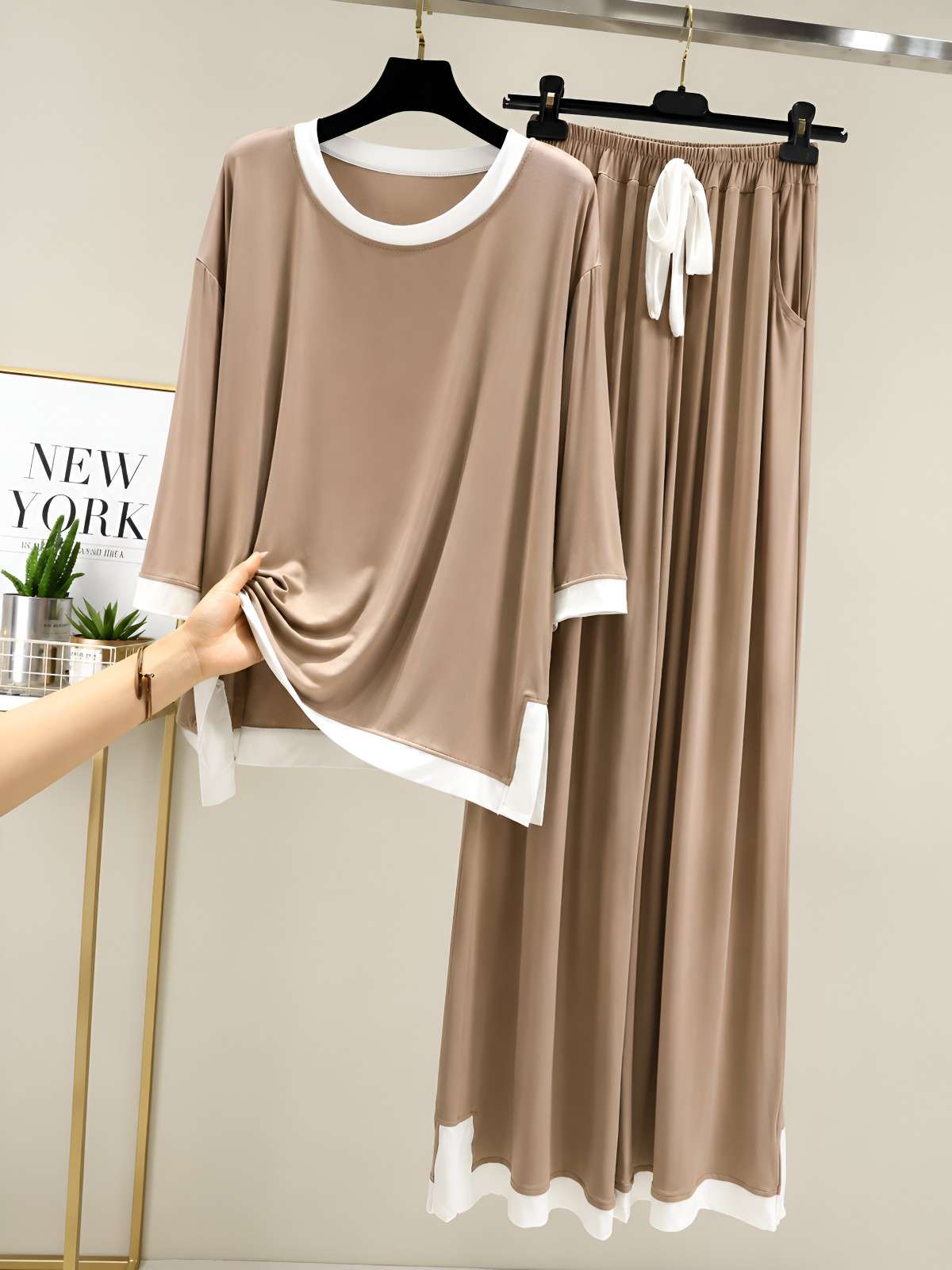 Cream Pure Comfort Plazo Pj Set