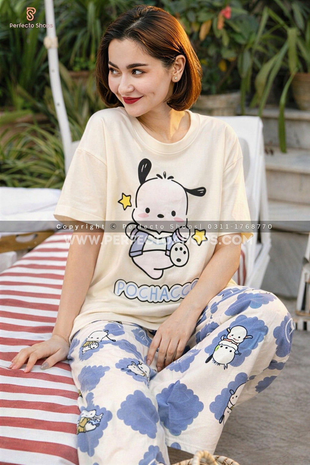 Cozy Pochacco Cartoon Printed PJ Set