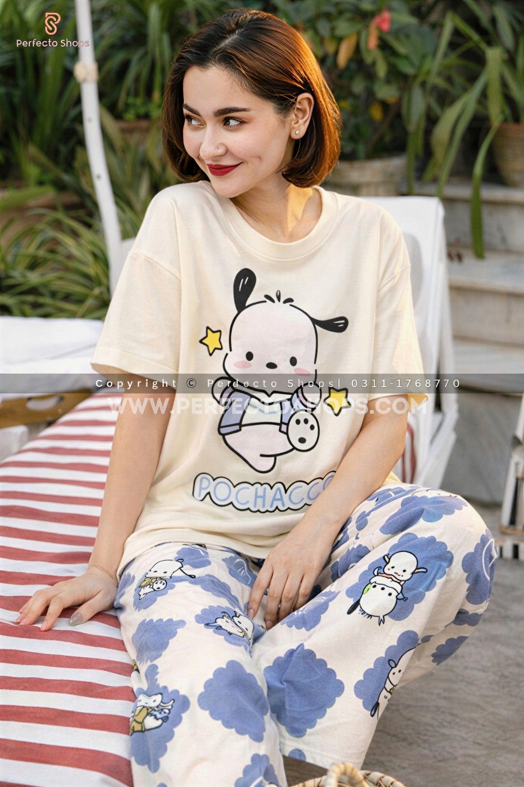 Cozy Pochacco Cartoon Printed PJ Set