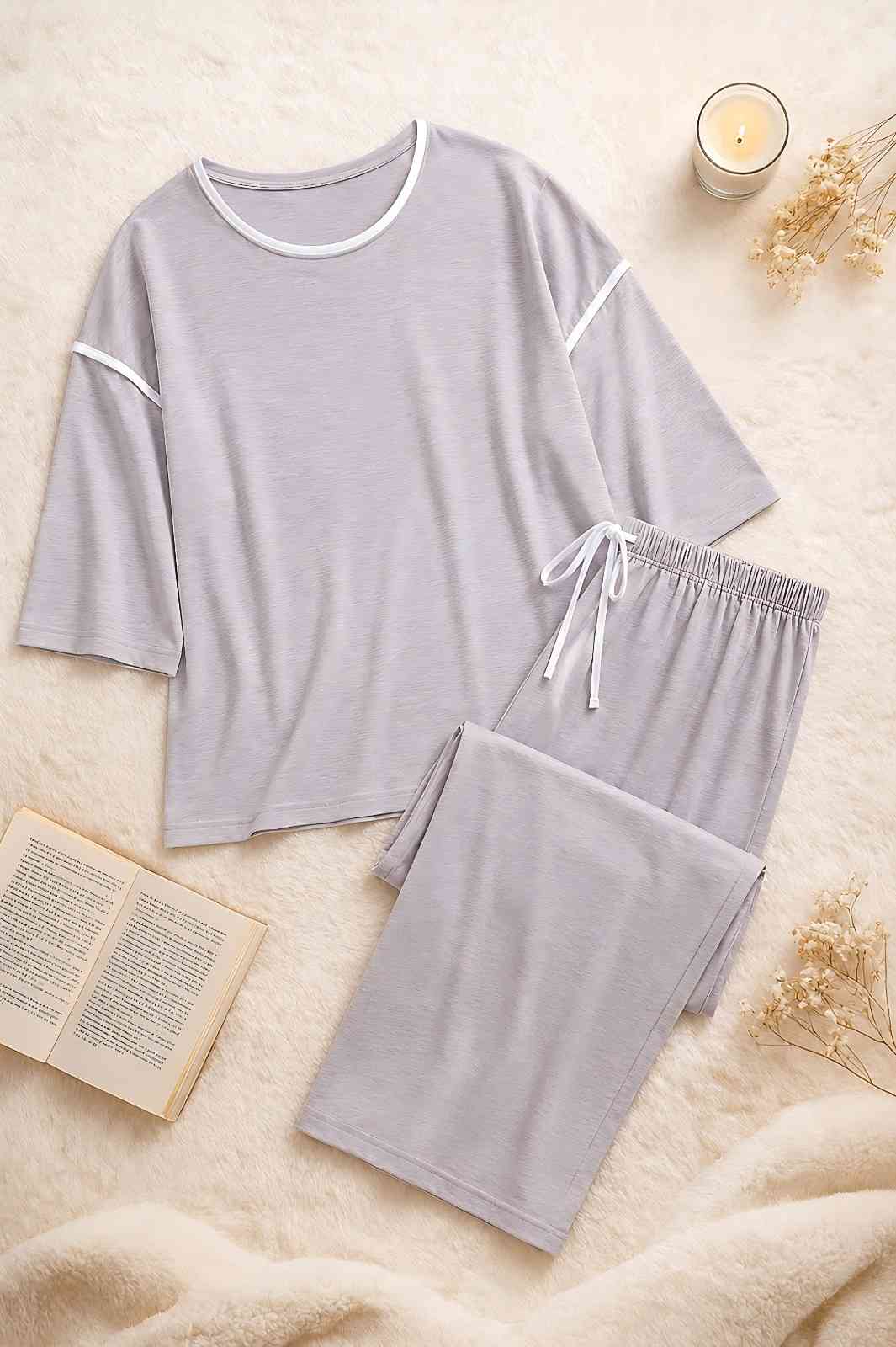 Elegant Grey Plazo PJ Set