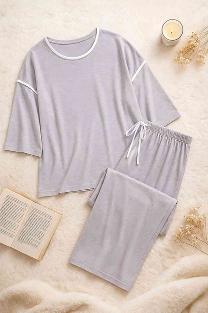 Elegant Grey Plazo PJ Set