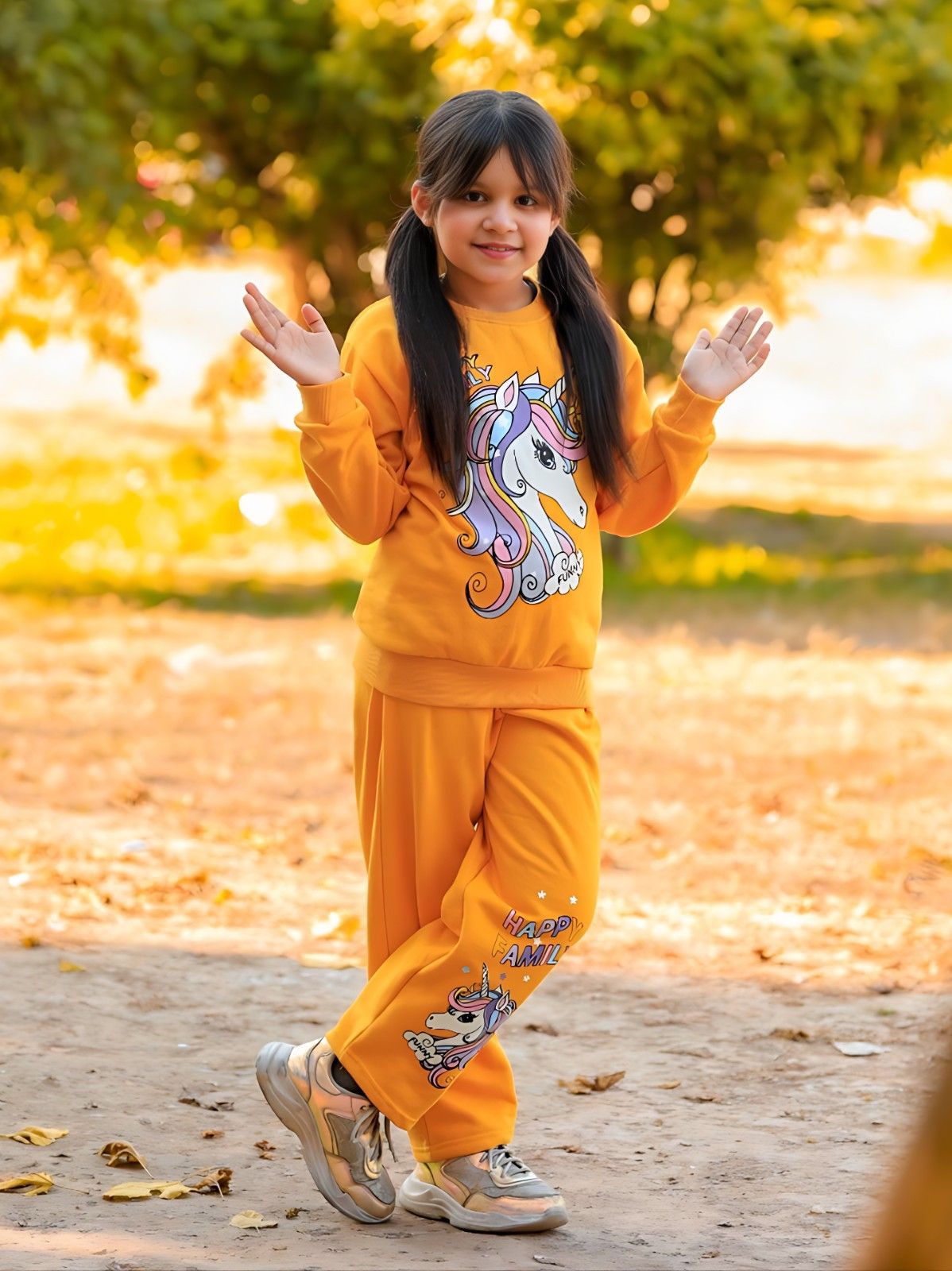 Golden Happy Family Printed Fleece Winter Suit For Kids (Each)